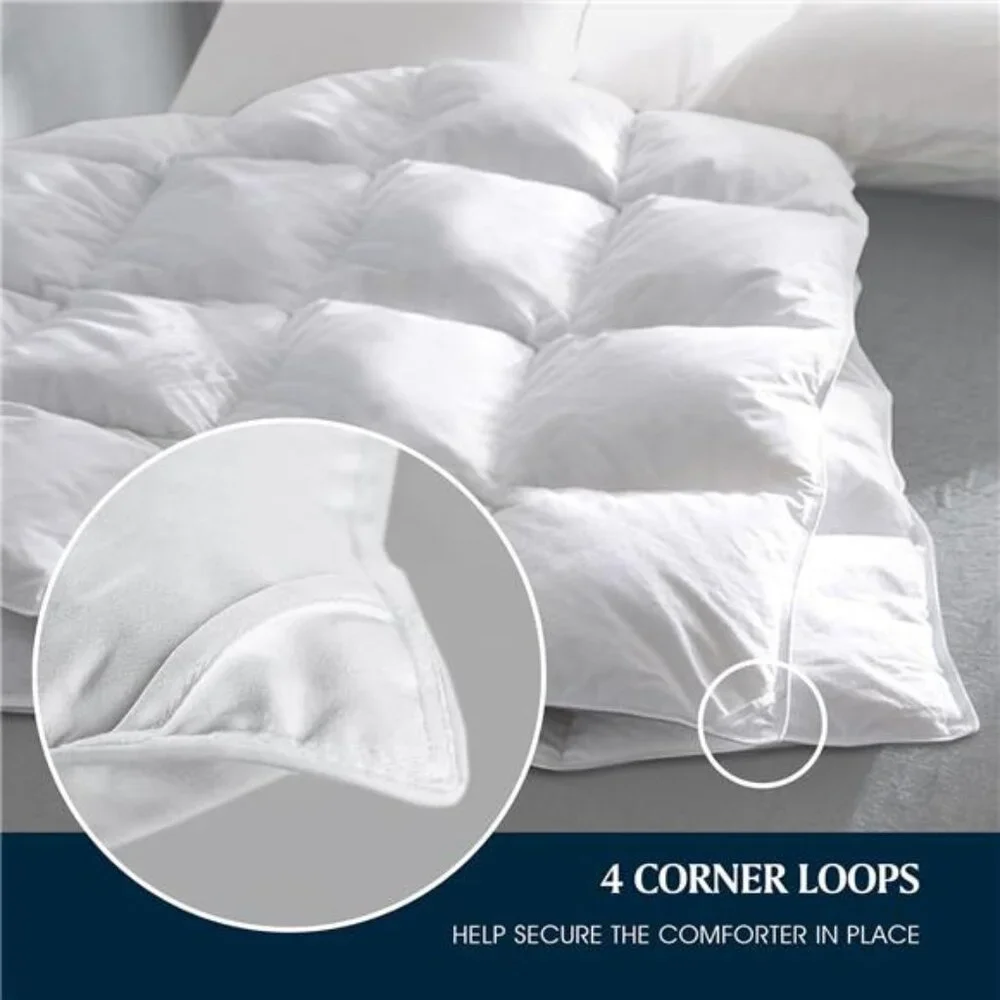 Feather Down Fiber Cotton Comforter Queen Size - 100% Cotton Duvet